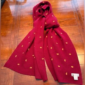Colombo 100% cashmere scarf. Maroon with gold design. Perfect condition.
